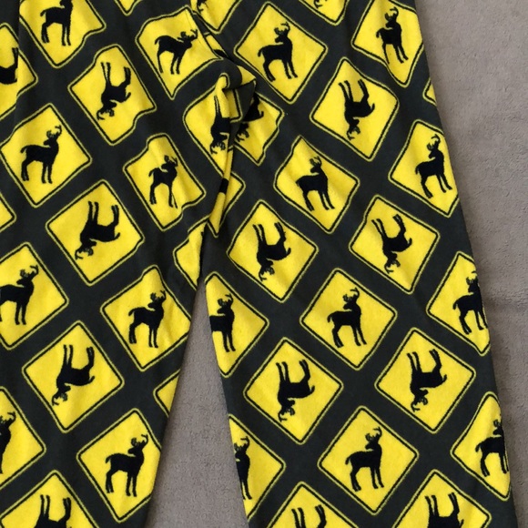 Old Navy Yellow Black Deer Caution Pajama Pants XL 14 - Picture 9 of 9